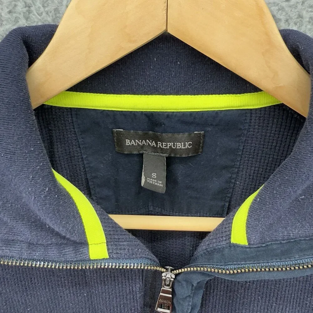 Banana Republic‎ 1/4 Zip Pullover Thermal Knit Sweater Mens Small Navy Blue
